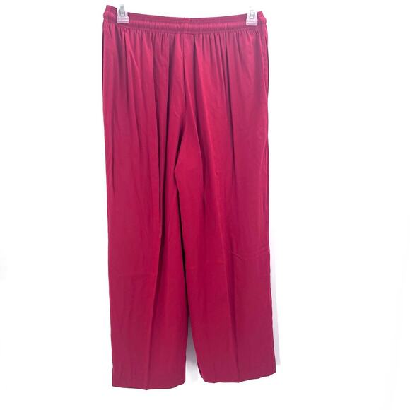 Vintage Carole Little Red Drawstring Rayon Pull on Wide Leg Pants Womens 12 - Picture 3 of 5